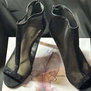 Jessica Simpson Black Mesh Ankle Booties
